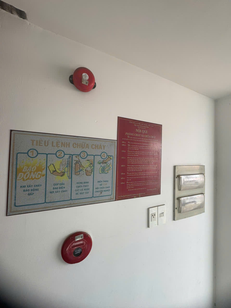 Chuông báo cháy & tiêu lệnh PCCC lầu 6